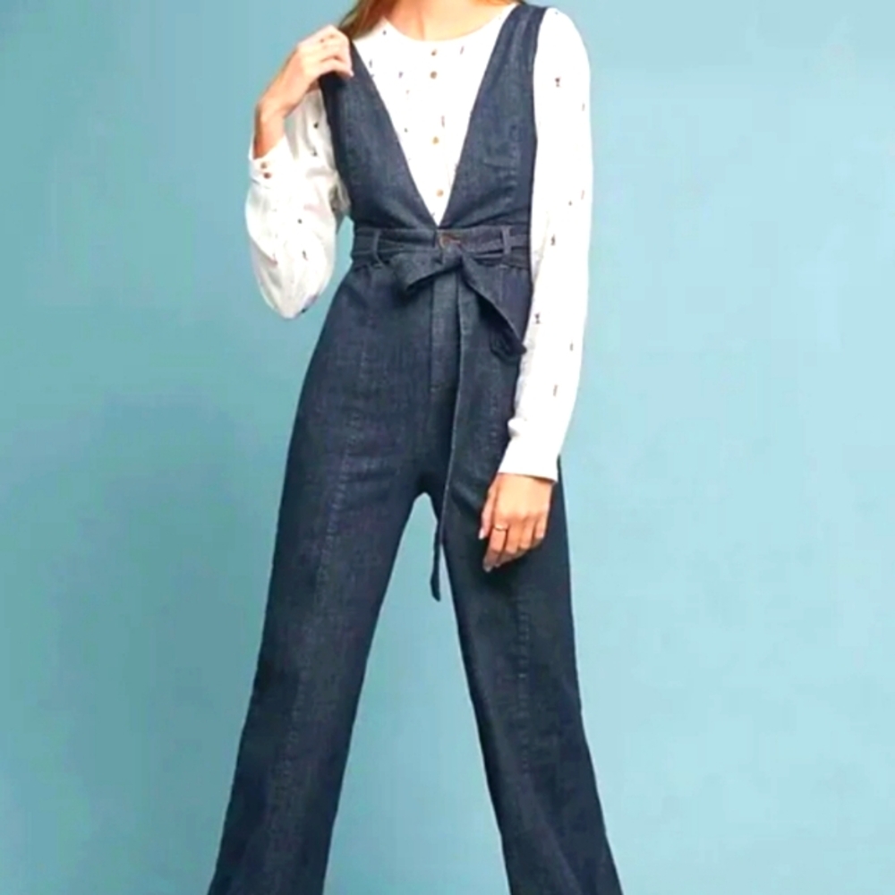 Anthro wide leg Pilcro Denim Jumpsuit
